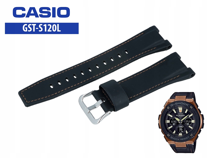 Pásek GST-S120L-1A originální černý Gumovo-kožený elegantní Casio