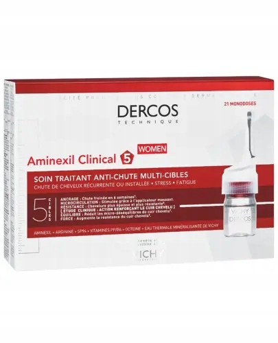 Vichy Dercos Aminexil Clinical 5 kuracja dla kobiet, 6 ml x 21 ampułek