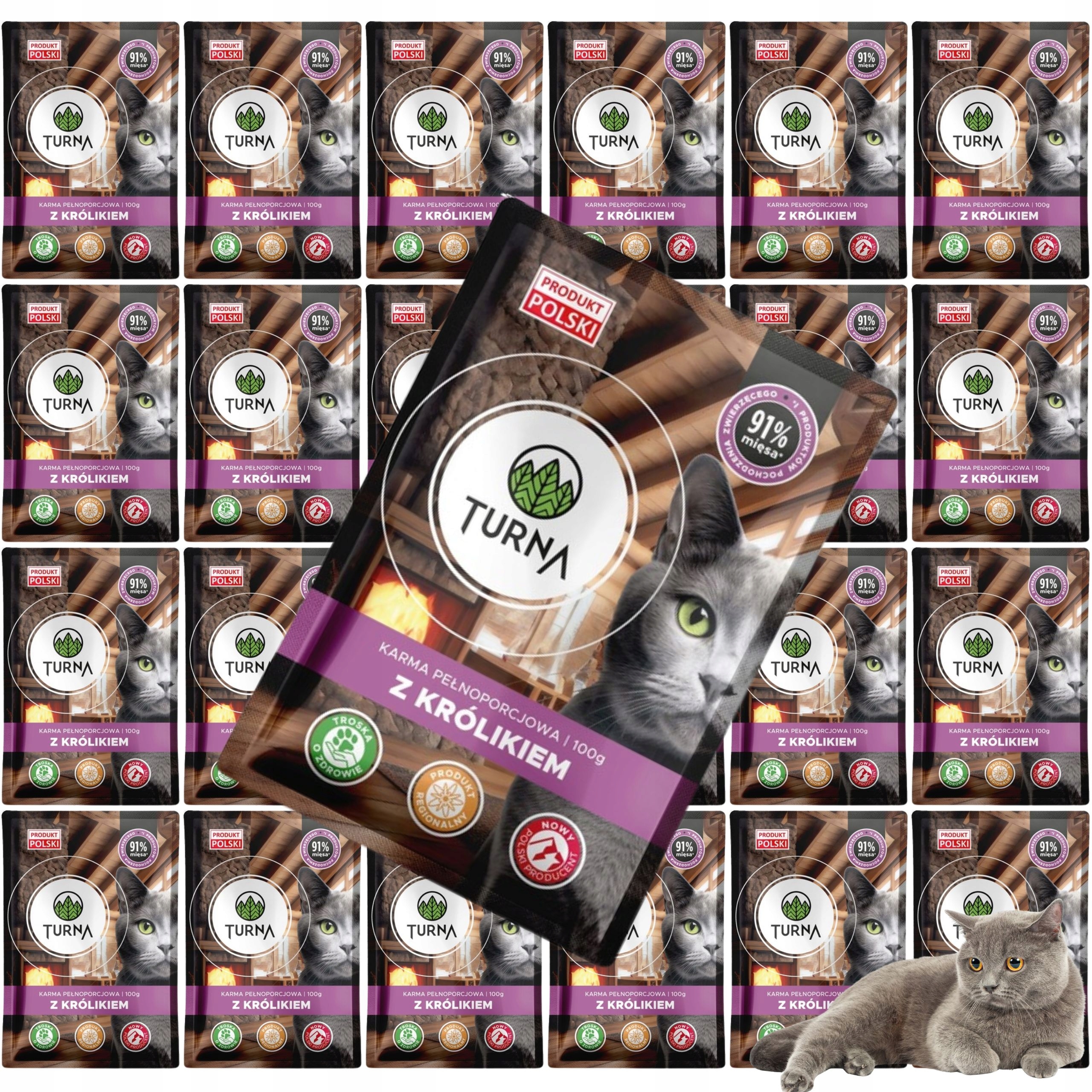 Levně Krmivo mokré pro kočky s králíkem Turna Cats 100 g pro kočky s citlivým žaludkem