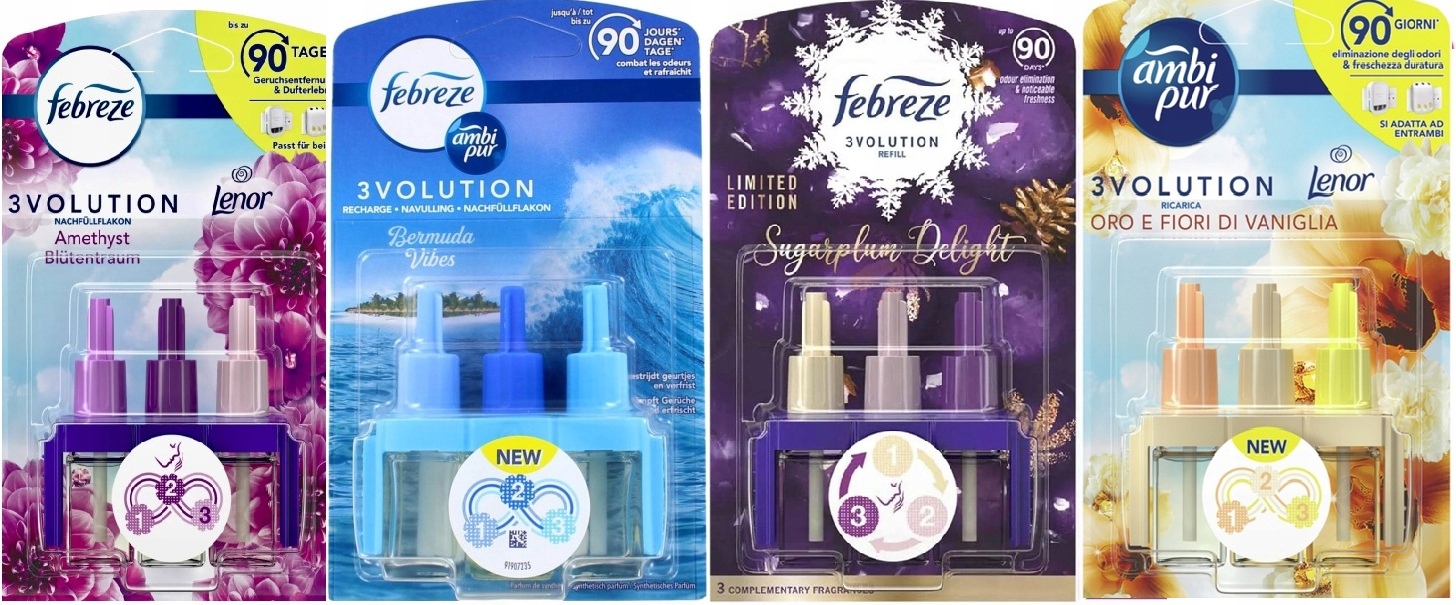 Levně Ambi Pur 3Volution Sada 4 vůní MIX náhradních dílů pro zařízení 4x20 ml