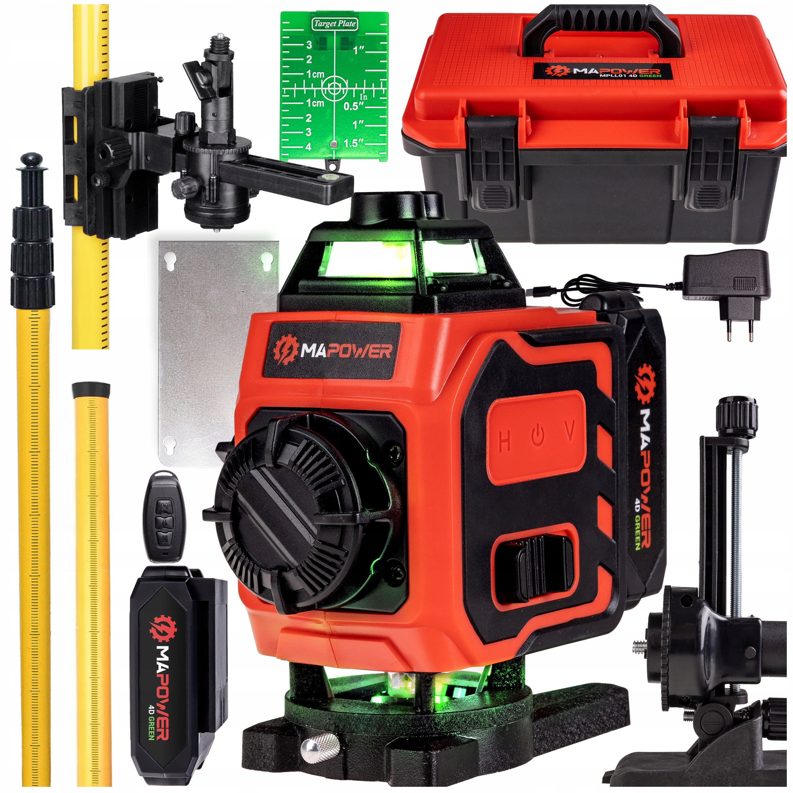 Laser Křížový Laserová Vodováha 4D Rovinná Zelená Tyč 285 CM