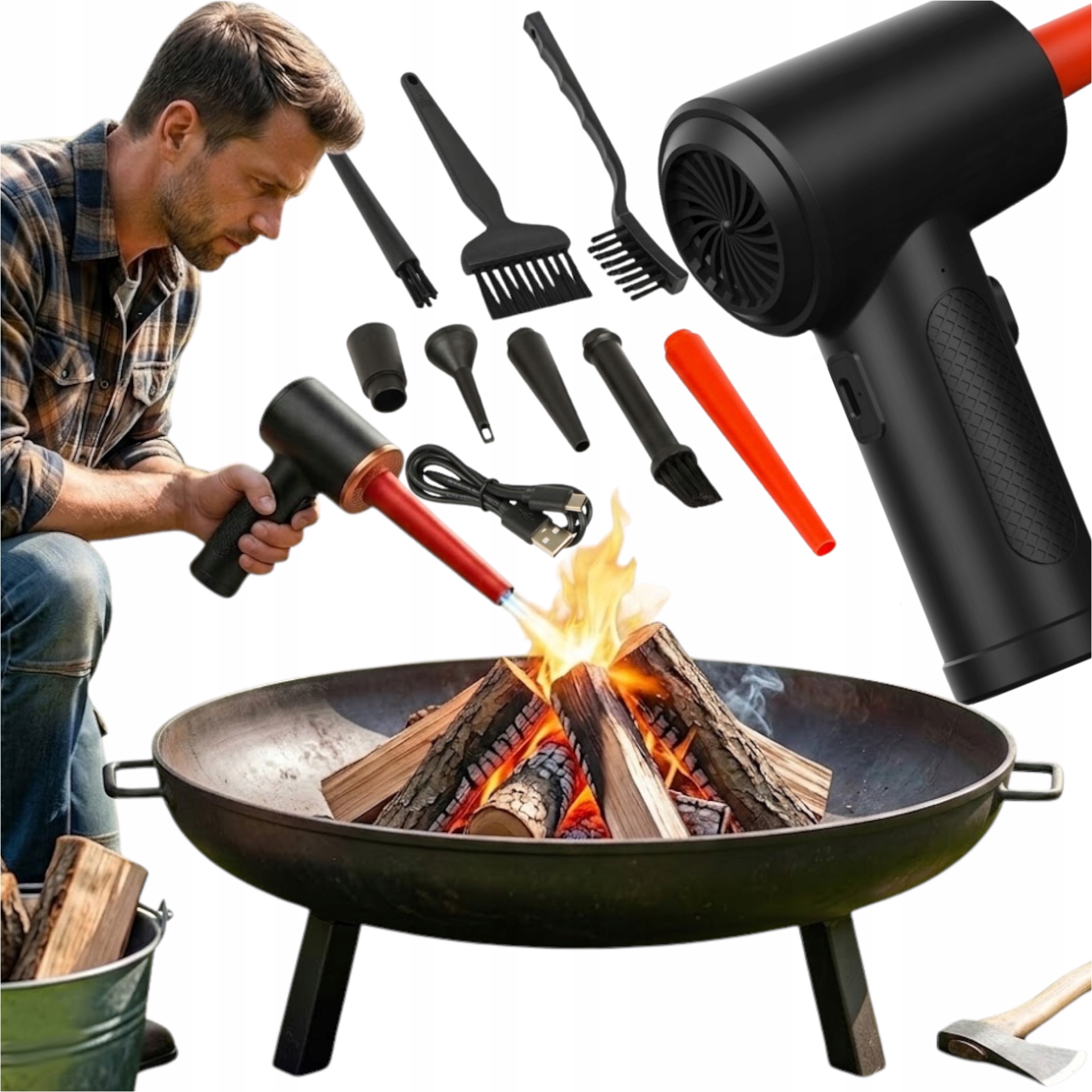 Malý Přenosný Grilovací Dmychadlo Pro Zapalování Ohně, Bateriové