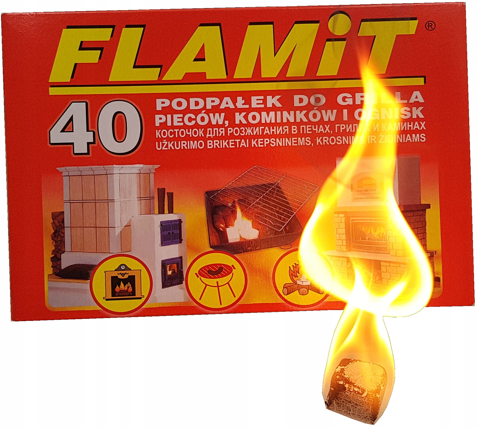 

Podpałka Rozpałka do grilla Biała Flamit 40 kostki