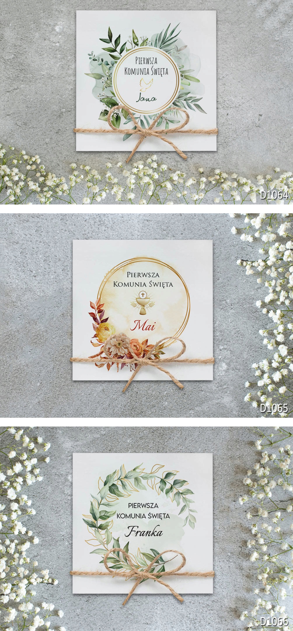 Zaproszenia na Pierwszą Komunię Świętą komunijne PERSONALIZOWANE+ GRATIS Kolor dominujący wielokolorowy