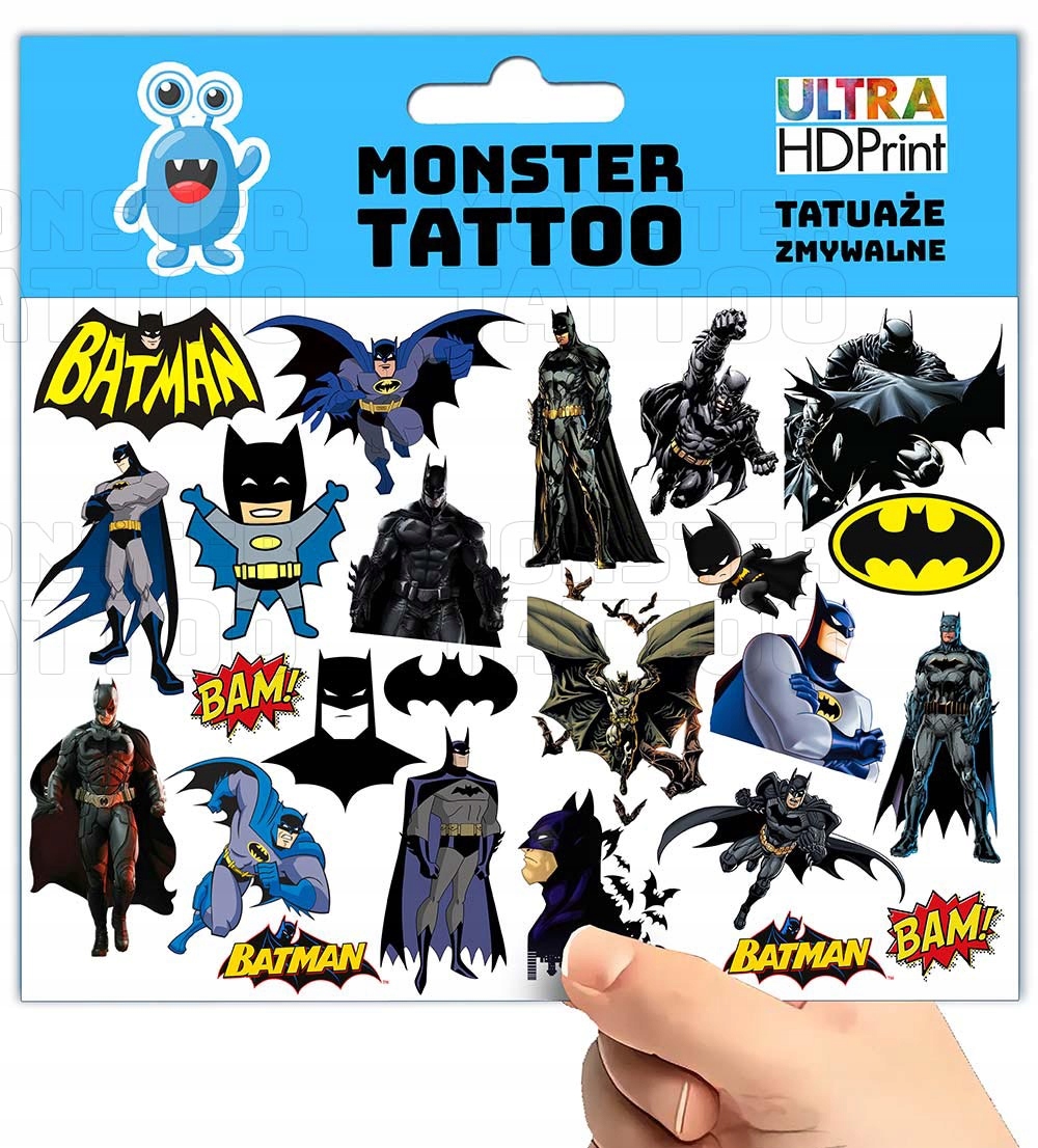 TATUAŻE ZMYWALNE WODNE DLA DZIECI DZIECIĘCE BATMAN WZORY SUPER JAKOŚĆ Kod producenta Tymczasowe Na Wodę Prezent Urodziny Zestaw