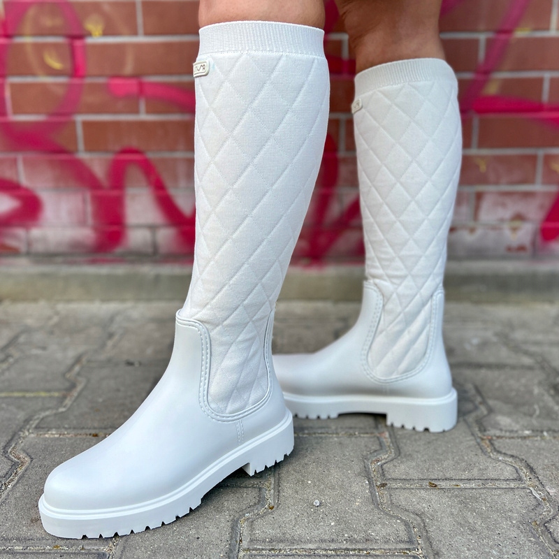Wysokie kalosze premium - UNISA OFF WHITE 40 Rozmiar 40