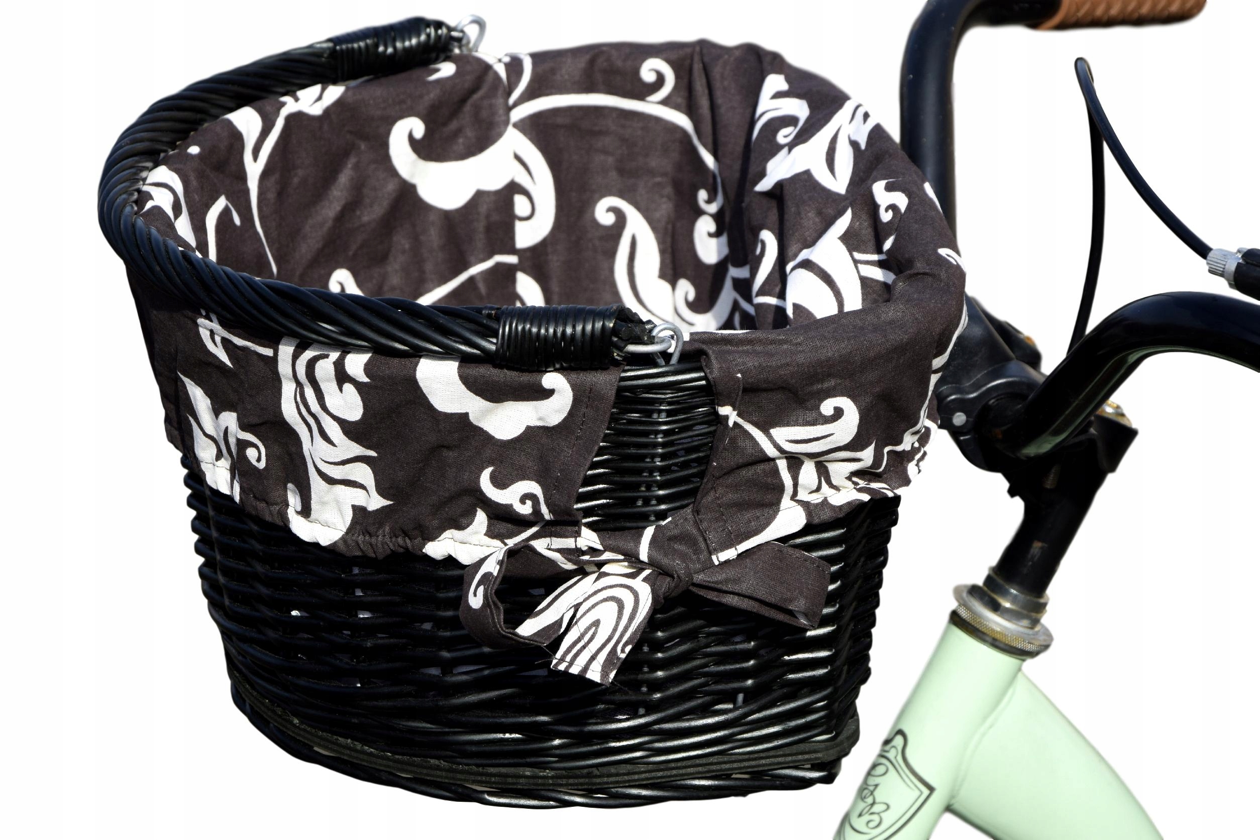 Koszyk wiklinowy na rower kosz Czarny z wikliny