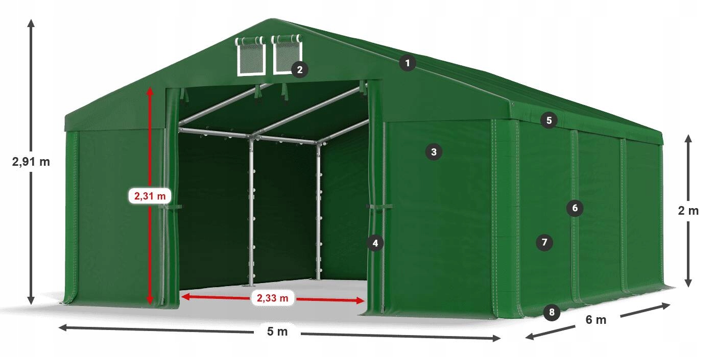 Намети Тент Холи 5х6м Сільськогосподарський DAS 560 S Довжина 6м