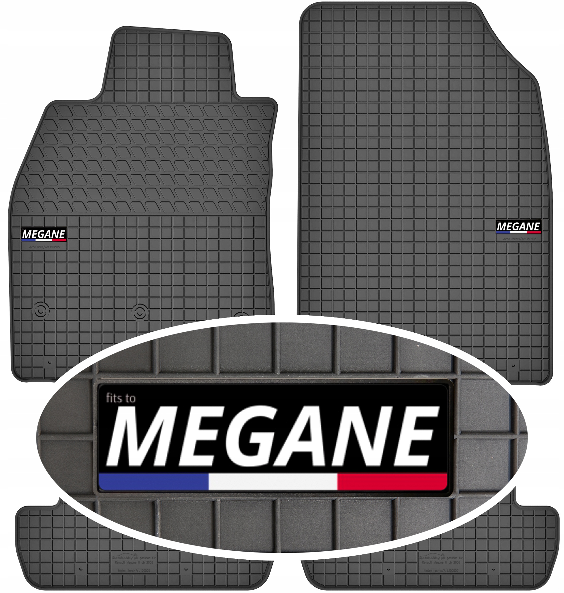 Renault Megane III 2008-2016Dywaniki gumowe do auta z emblematem