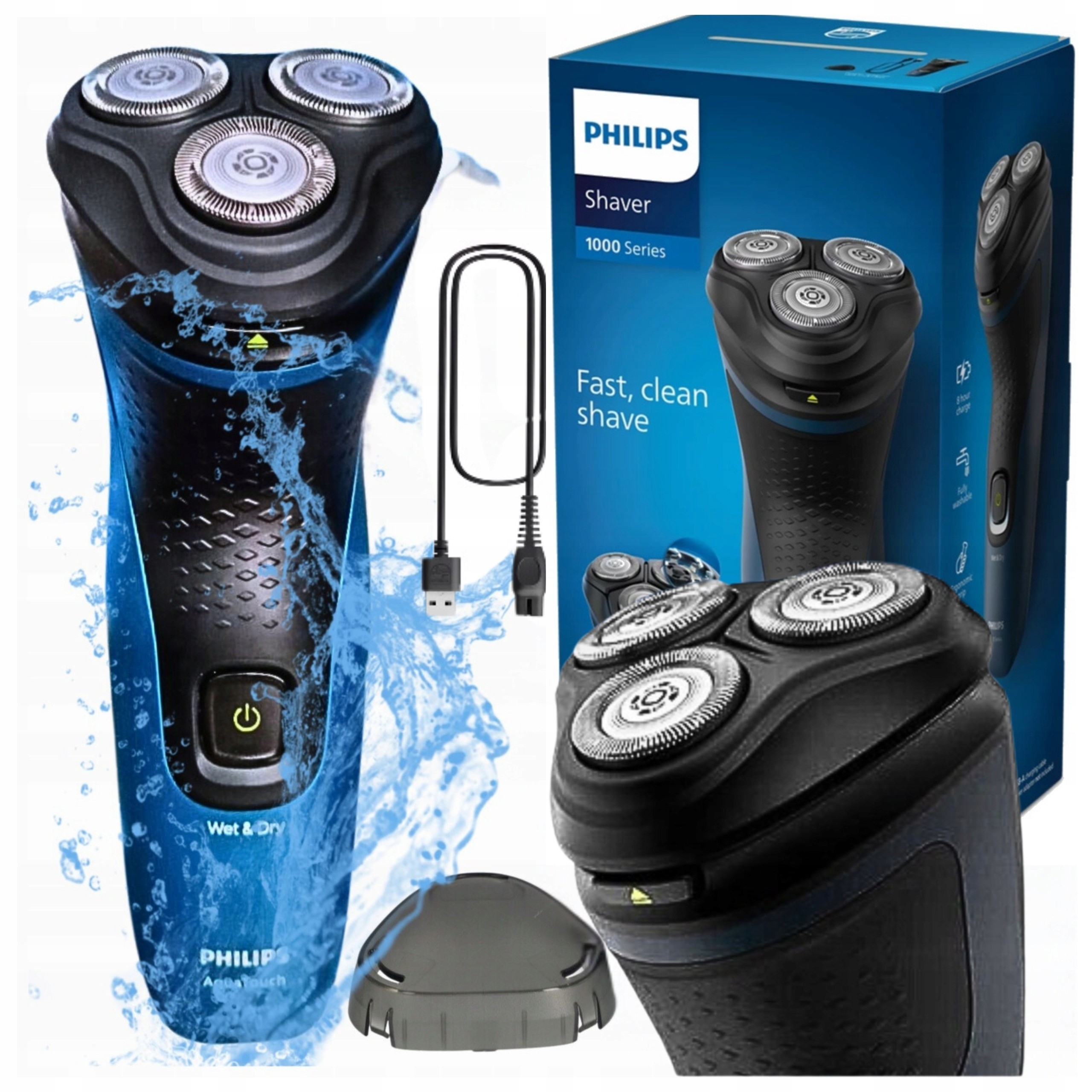 Wodoodporna Golarka Philips Do Twarzy Głowy Zarostu Maszynka Bezprzewodowa