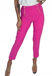 MD elegantní zlaté kalhoty knoflíky s vysokým pasem Růžové Amarantové M