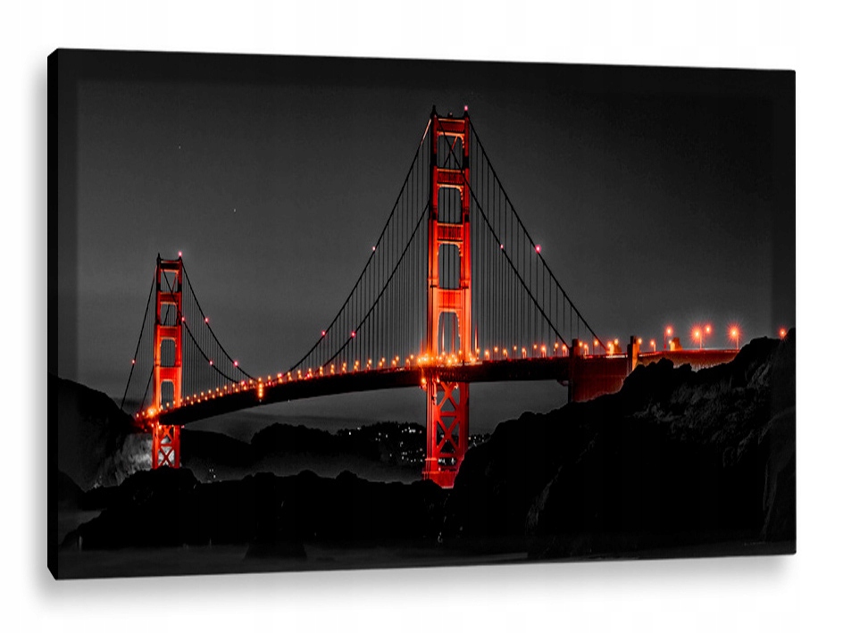 Obraz Led 100x70 Nástěnné Svítidlo Lampka Most Golden Gate