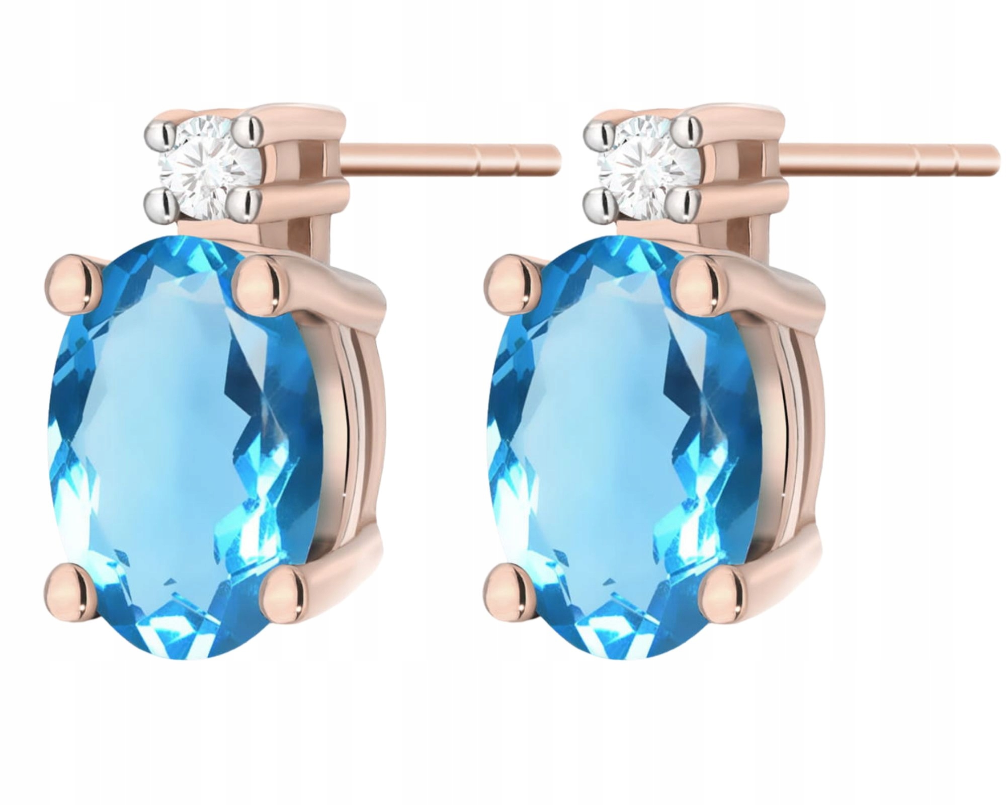 Růžové zlaté náušnice s briliantovým topazem a tyčinkami