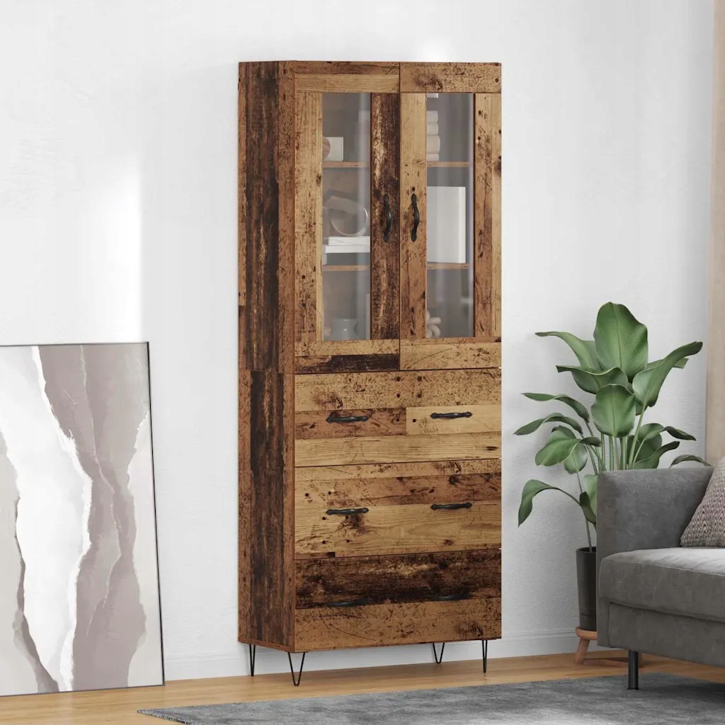 vidaXL Vysoký bufet Staré dřevo 69,5 x 34 x 90 cm kompozitní dřevo