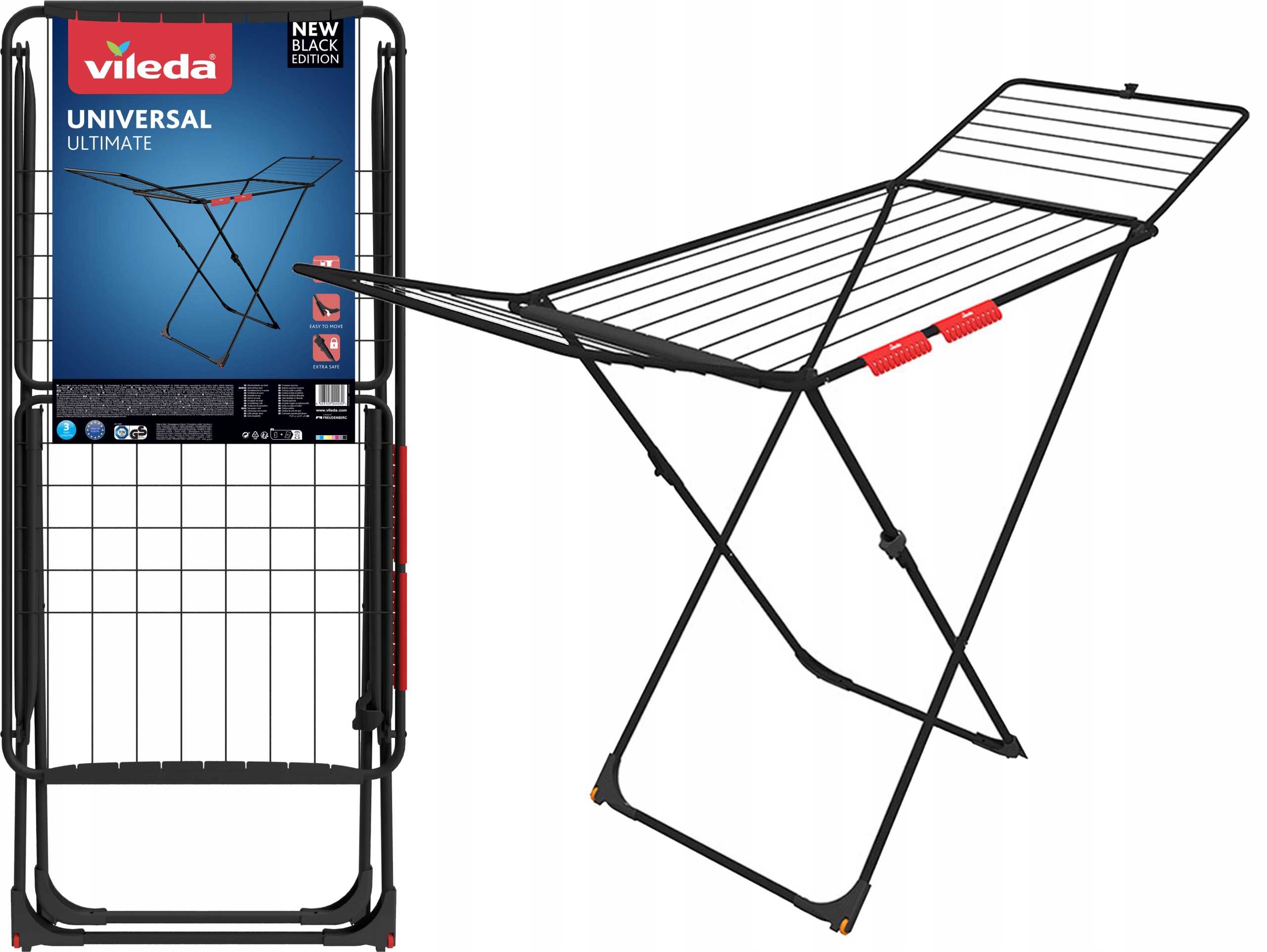 Sušák na prádlo Vileda Universal Ultimate černý stojící, horizontální, 18 m