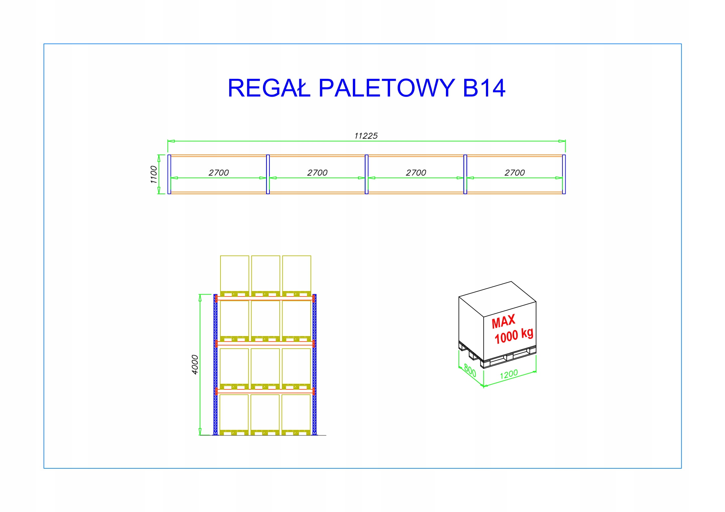 REGAL PALETOWY B14 48 PALET Regal przemyslowy EAN 1006225774541