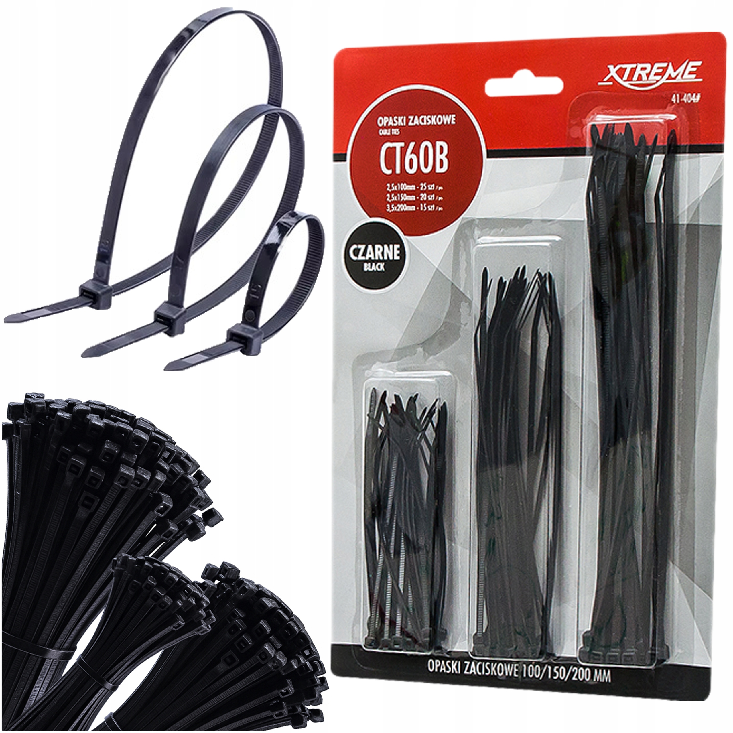 60x Opaski Zaciskowe Kablowe Ziperki Trytki Odporne Mocne 2,5/3,5mm Czarne