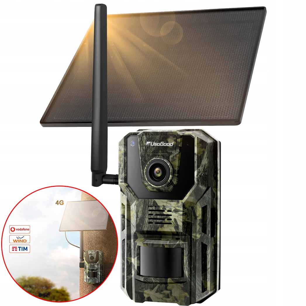 Solární Fotopast 3G 4G S Sim Gps Kamera 2K Noční IP66 Akumulátor