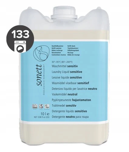 Levně Sonett Univerzální tekutý prací gel na bílé i barevné prádlo Sensitive 10 l