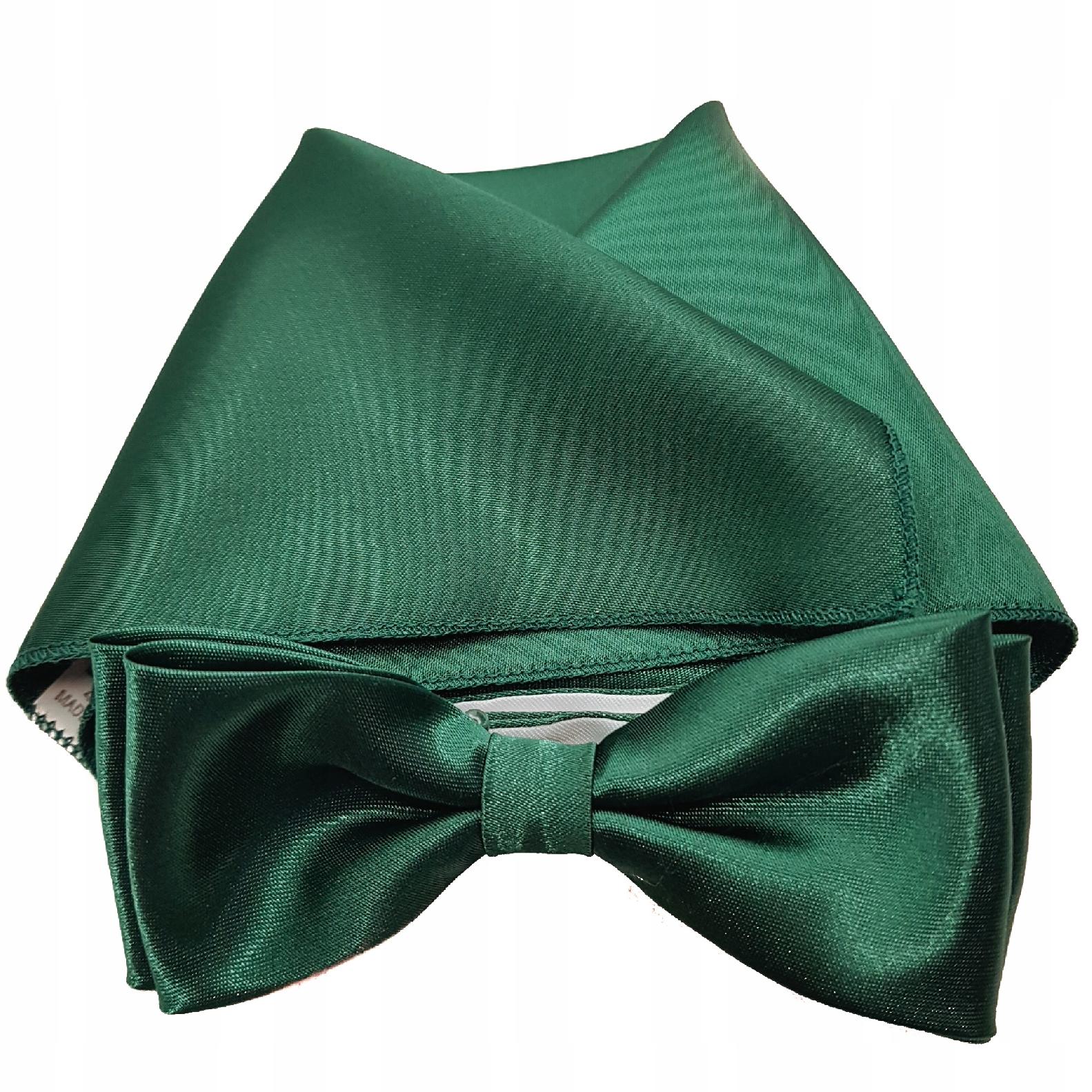 CIEMNA ZIELEŃ BUTELKOWA MUCHA W POŁYSKU Z POSZETKĄ