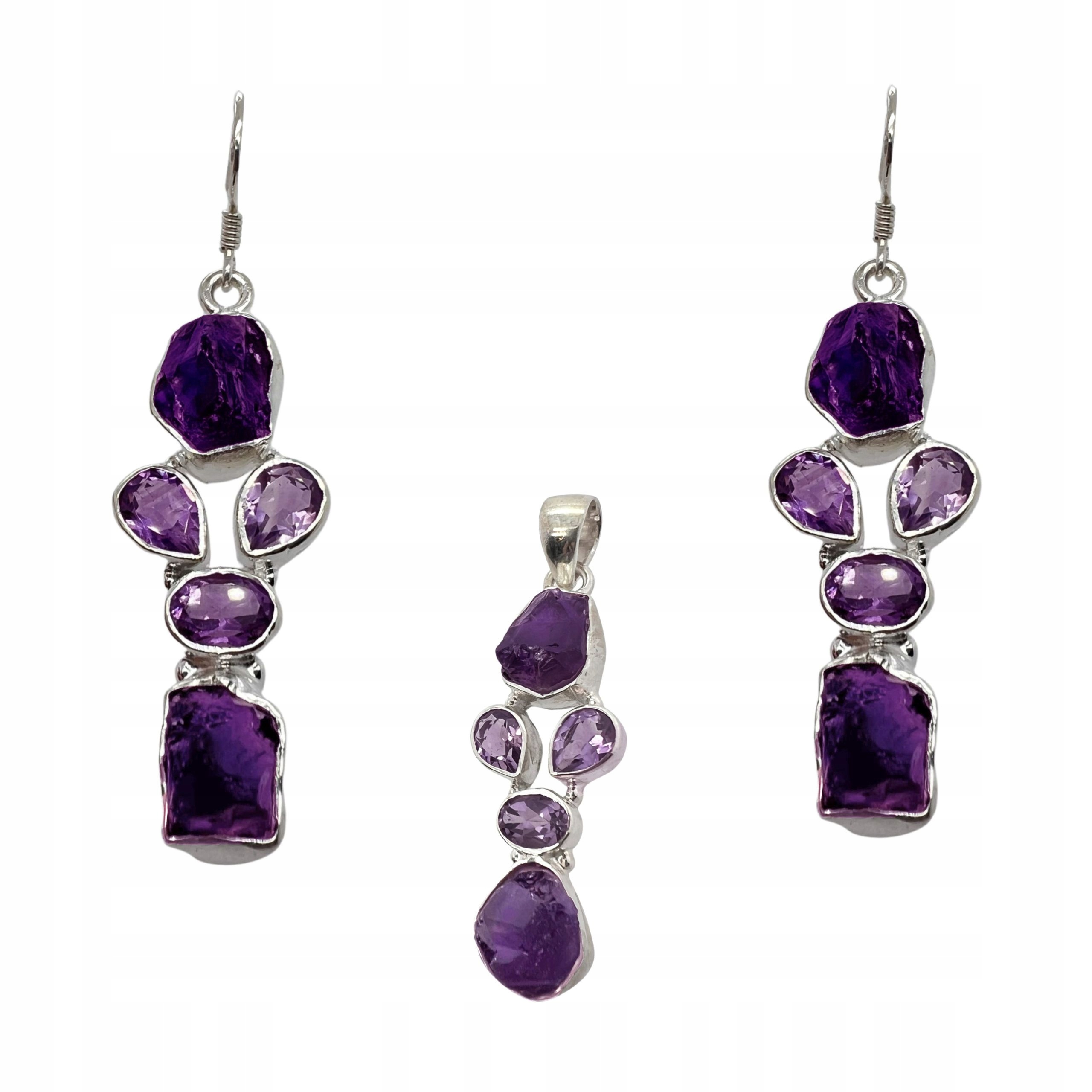 Sada Převislých Náušnice A Přívěsku S Ametystem, Fialové, Klasické