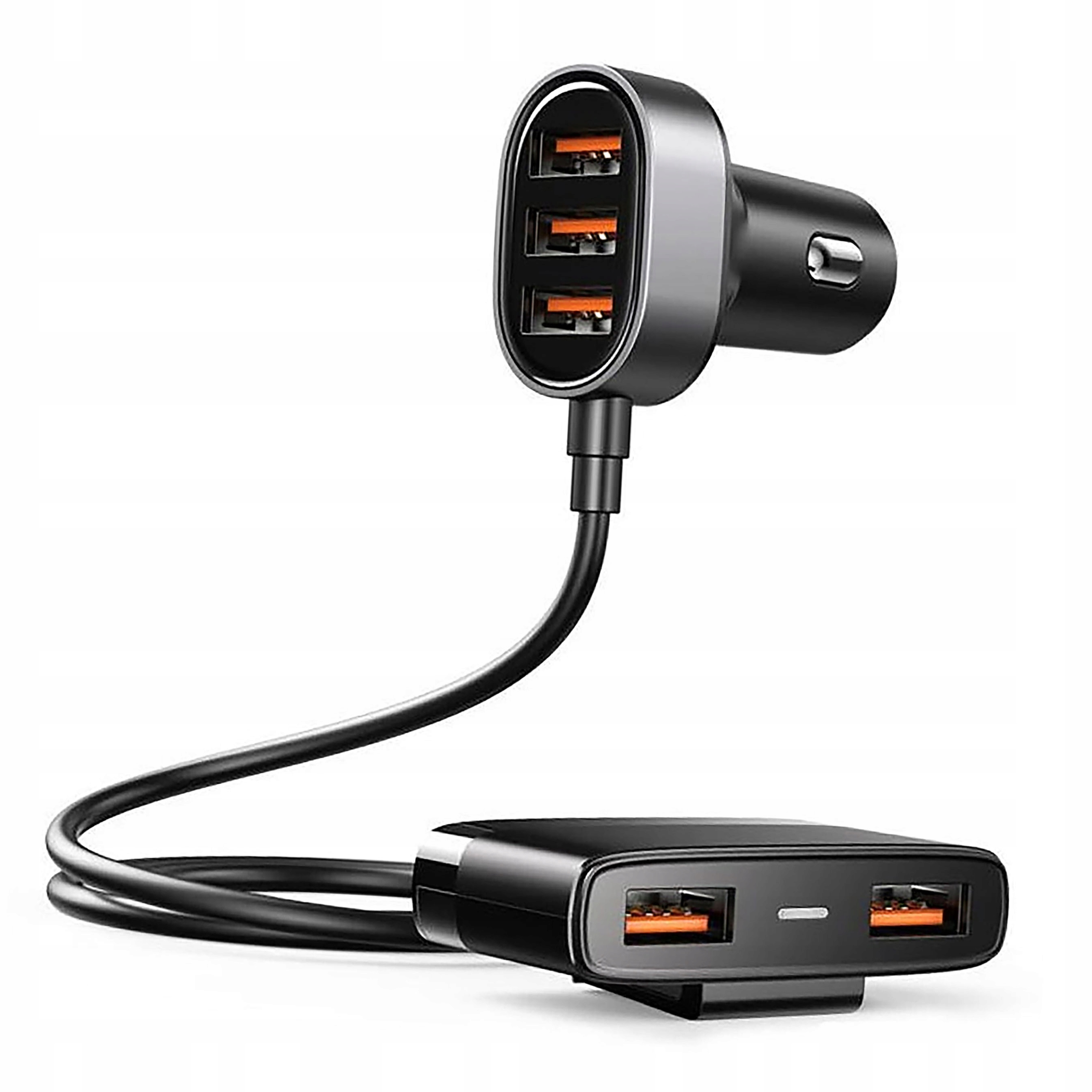 Joyroom szybka ładowarka samochodowa 5x Usb 6,2 A z przedłużaczem czarny
