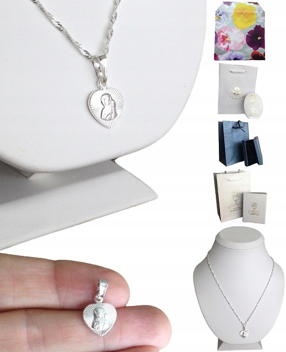 Łańcuszek srebrny, medalik komunia / komunijny (na PREZENT)