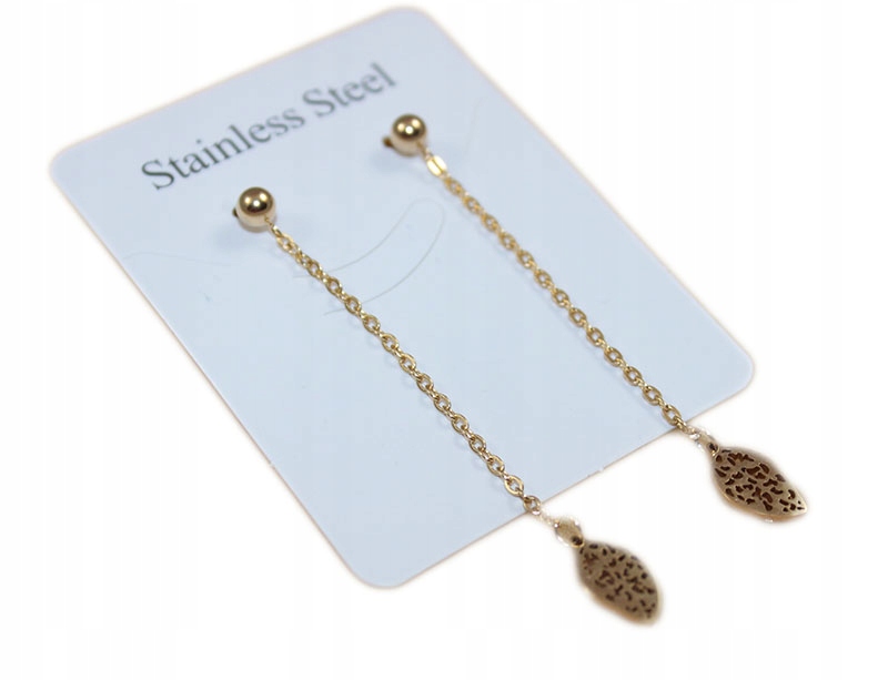 

-margut- Kolczyki na wkręcie ażur listek złote