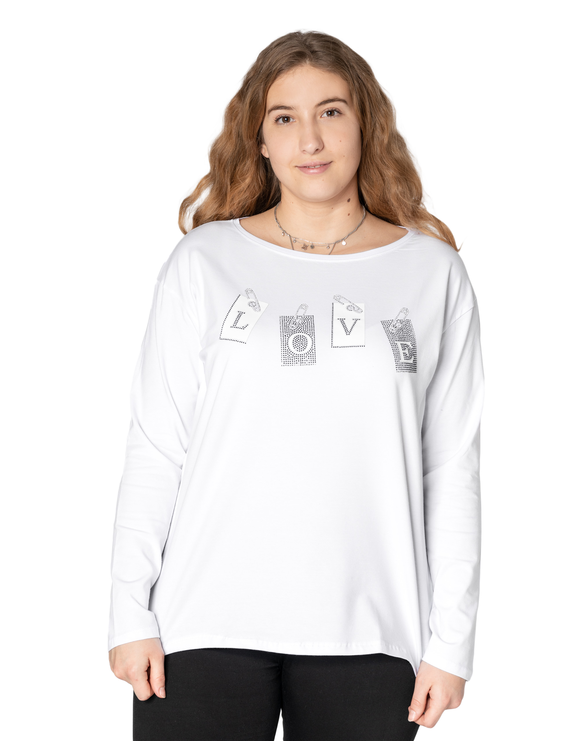 

Duża Bluzka Damska Koszulka Długi Rękaw 111-01 XXL