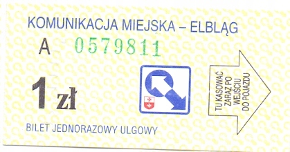 ELBLĄG Bilet jednorazowy (M107)
