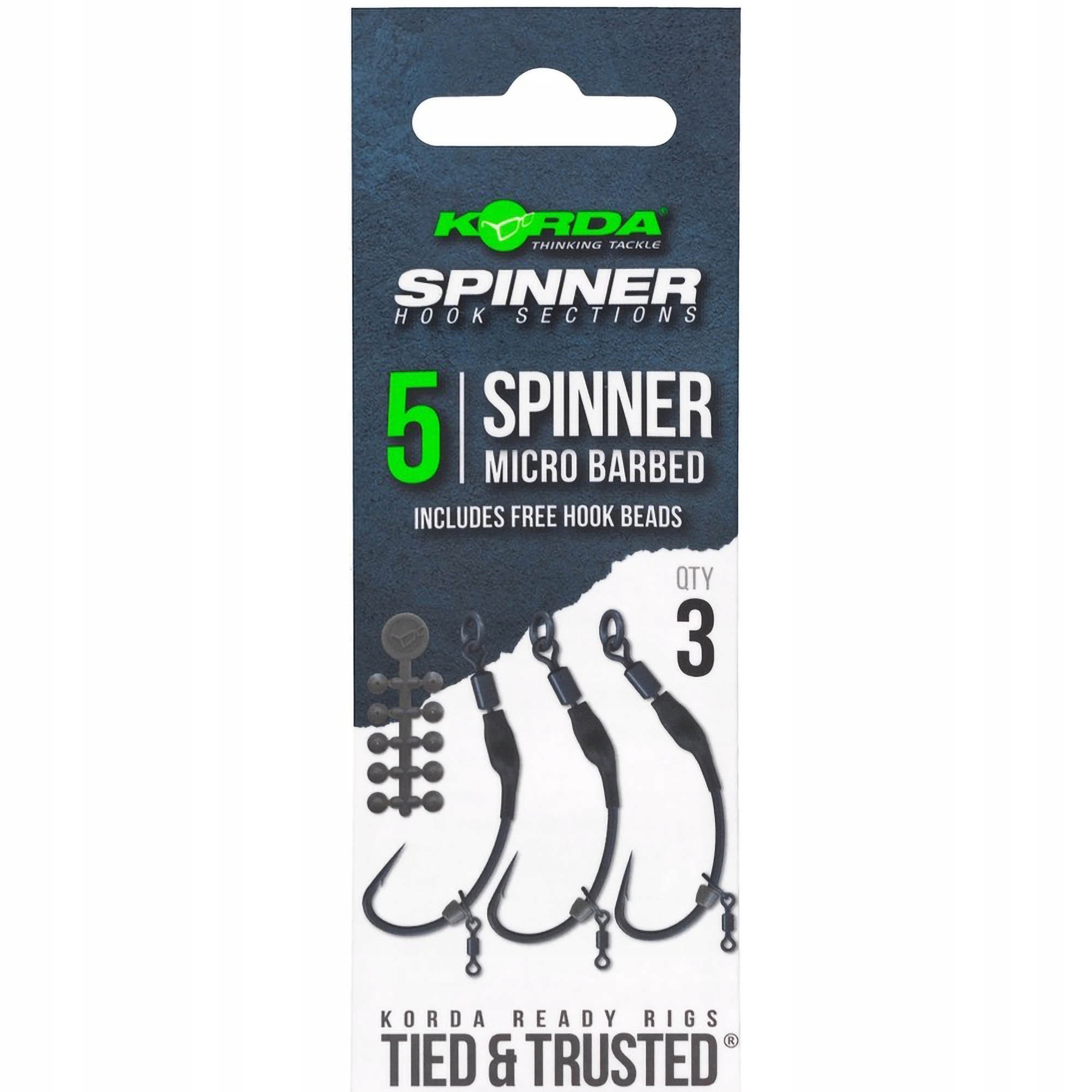Przypony Korda Spinner Hook Sections Spinner Barbless Rozmiar 5