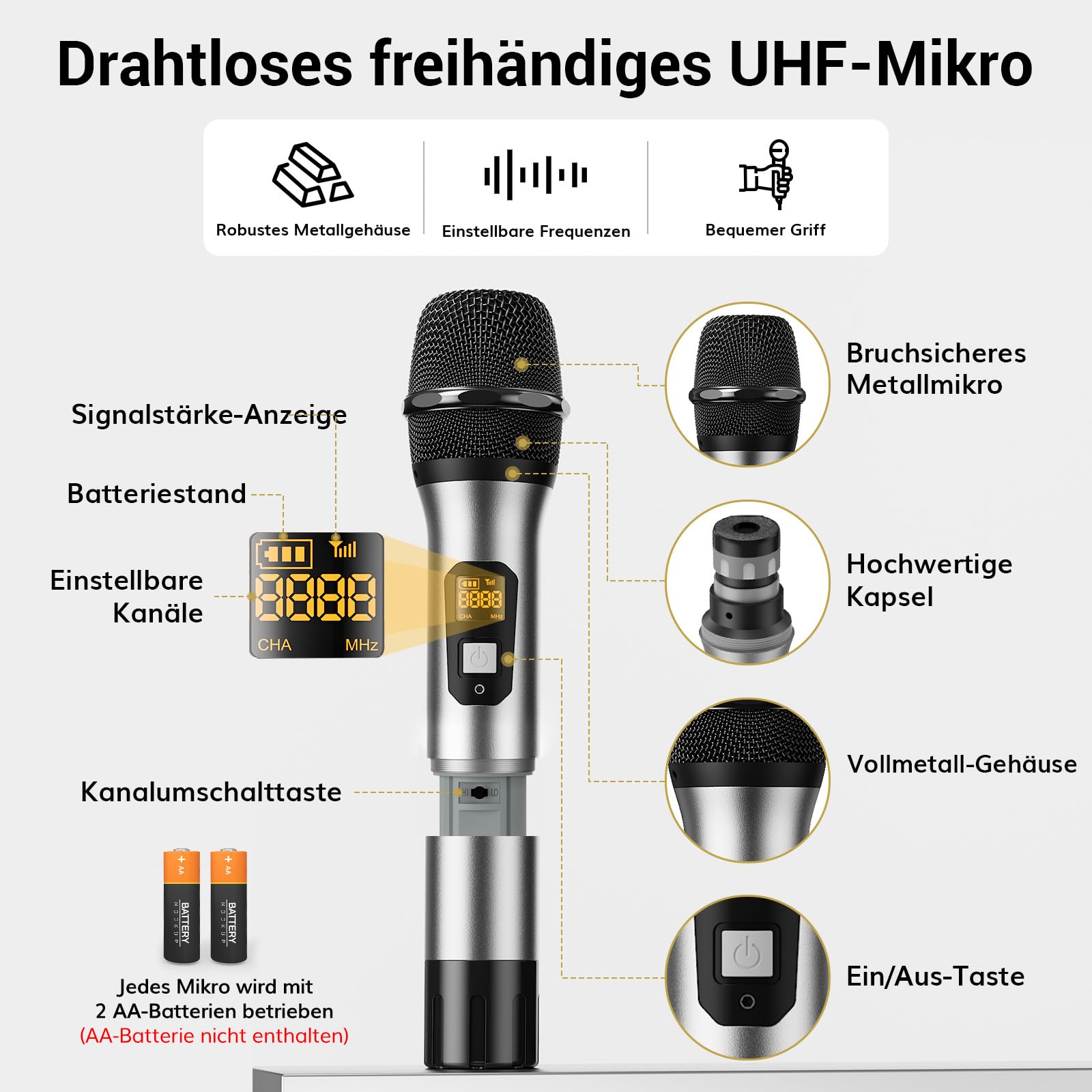 TONOR Zestaw Mikrofonów Bezprzewodowych UHF 4-Kanałowy Do Śpiewu Karaoke — miniatura 7