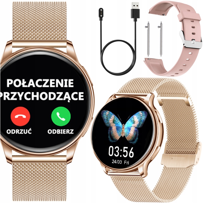 SMARTWATCH DAMSKI ZEGAREK CIŚNIENIE ROZMOWY JĘZYK POLSKI ZESTAW 2 PASKÓW PL Model JGS Y33