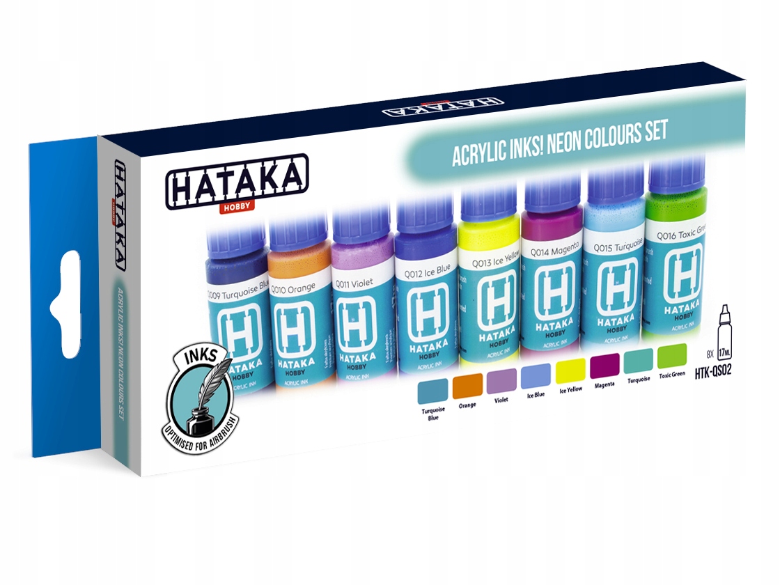 Sada akrylových inkoustů Acrylic Inks! Neon Colours Set HTK-QS02 Hataka