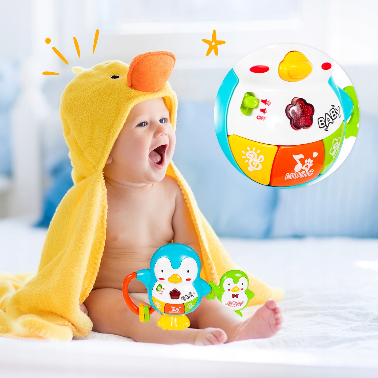 CSÖRGŐK INTERAKTÍV RÁGÓKA KICSIKNEK PINGVIN GYEREKEKNEK SZETT Termékszélesség 25 cm