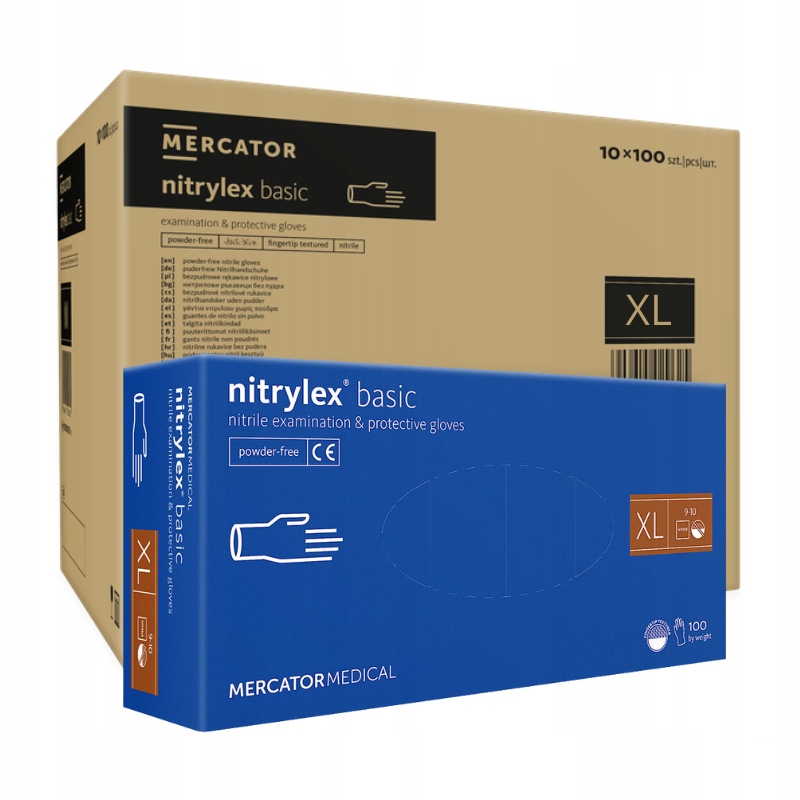 Levně Rukavice Mercator Nitrylex Basic modré r.XL 10 balení (1 karton)