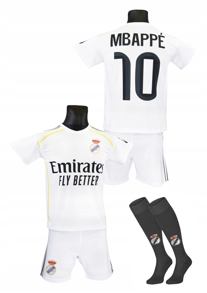 Nr 10 strój piłkarski 3w1 koszulka, spodenki getry Biały rozmiar 134