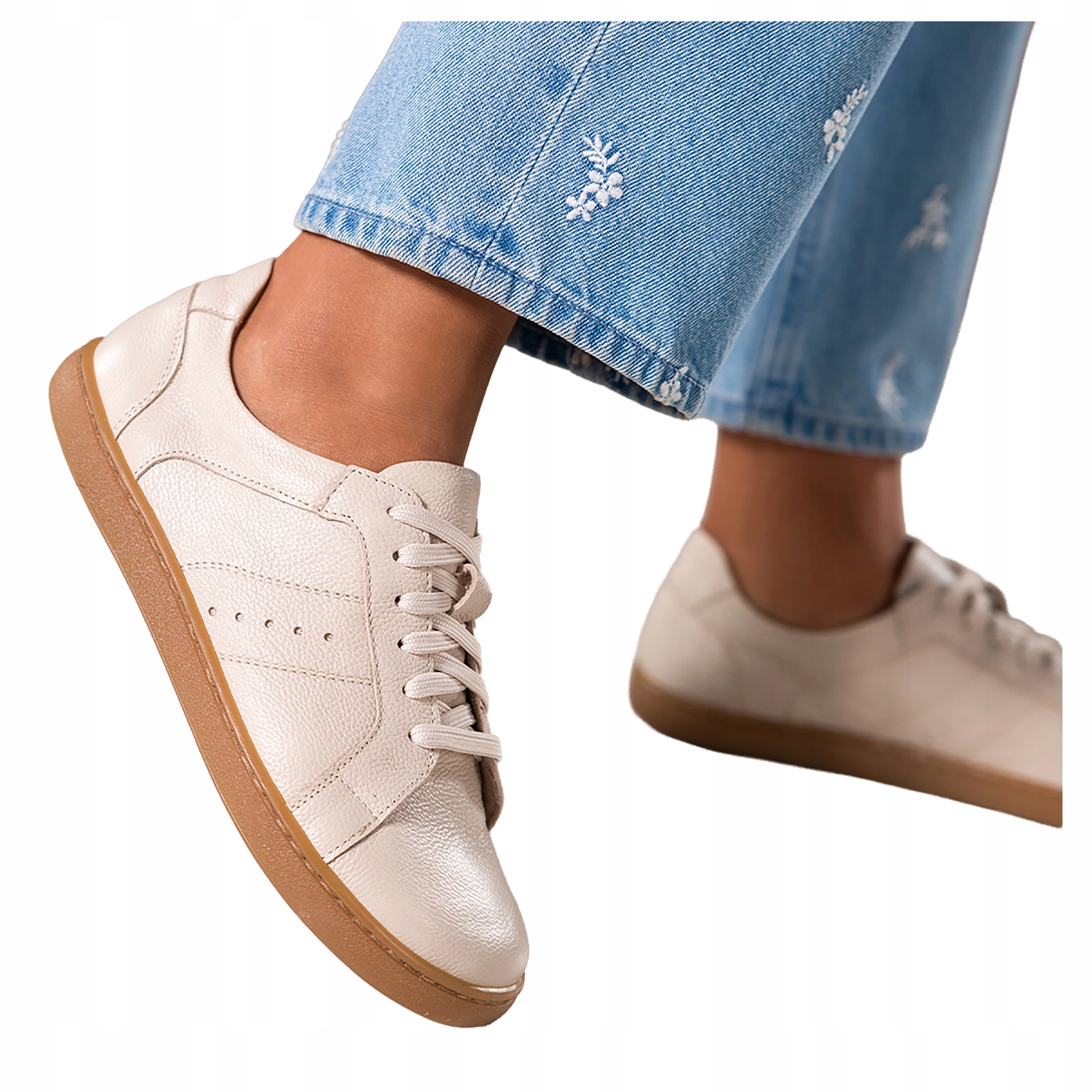 Béžové Barefoot Boty Dámské Šněrovací Široké Elastické Kožené vel. 36