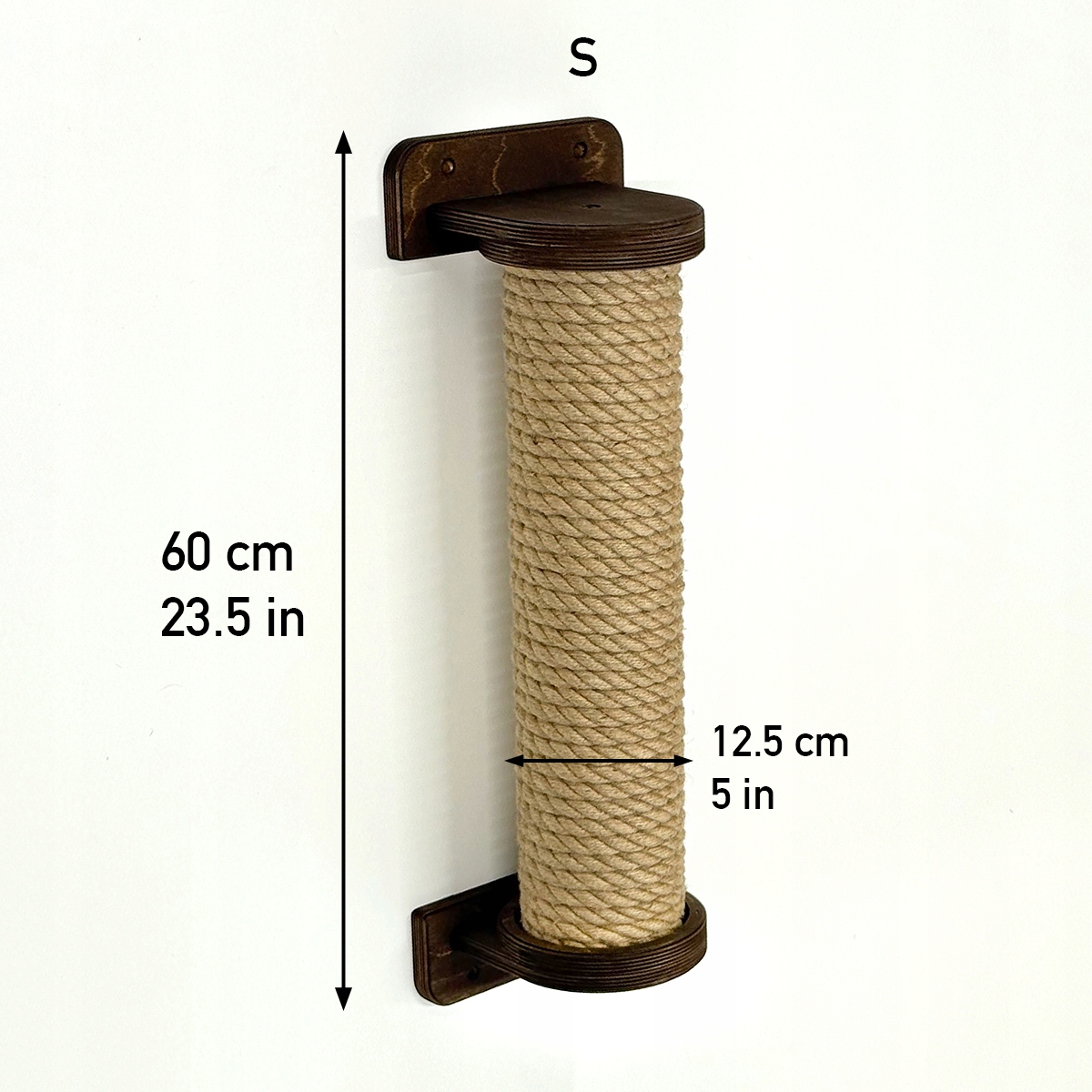 Levně Nástěnný škrabák pro kočky, silný, velikost S 60 cm, nástěnný škrabák, tmavě hnědý