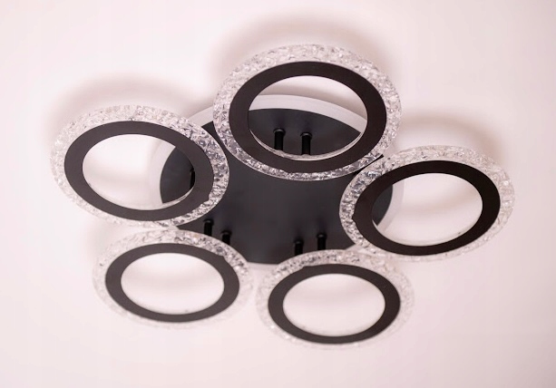 Stropná lampa Rgb krištáľová Glamour čierna Stropné Svietidlo Led luster s diaľkovým ovládaním