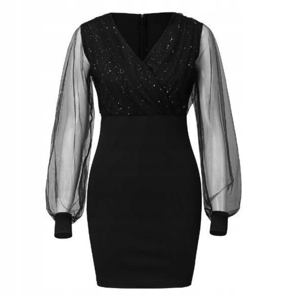 ELEGANCKA SUKIENKA WIECZOROWA KORONKOWA RĘKAW XL Rozmiar XL