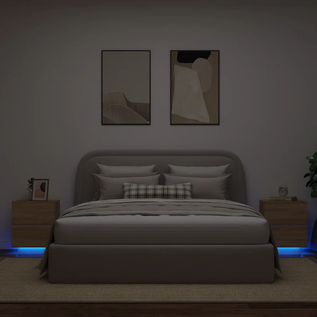 vidaXL Noční stolky s Led osvětlením 2 ks dub sonoma kompozitní dřevo