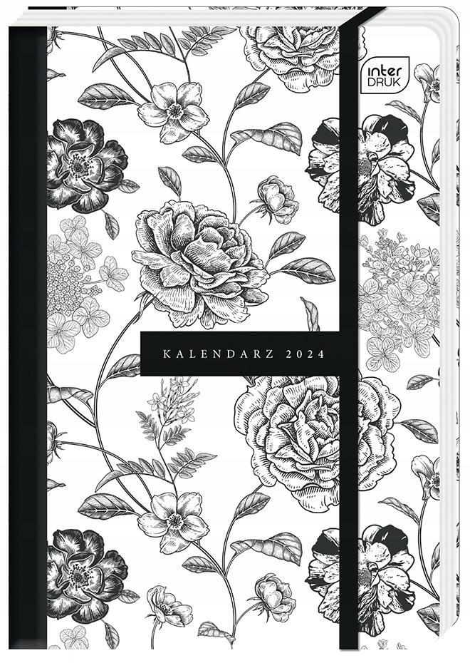 INTERDRUK KALENDARZ KSIĄŻKOWY B6 192 Mat+UV BLACK& 2024