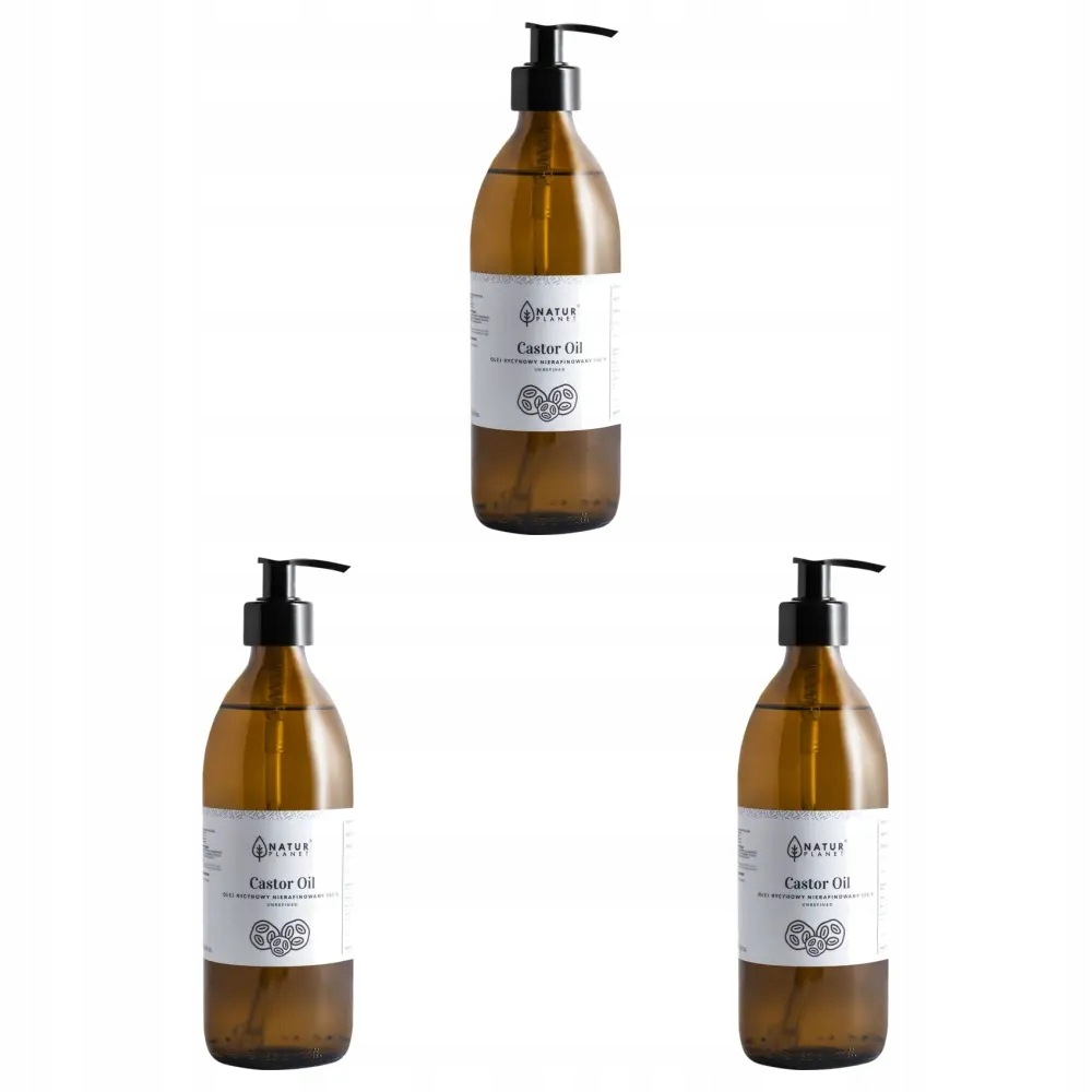 3x Natur Planet Olej Rycynowy nierafinowany, 500ml