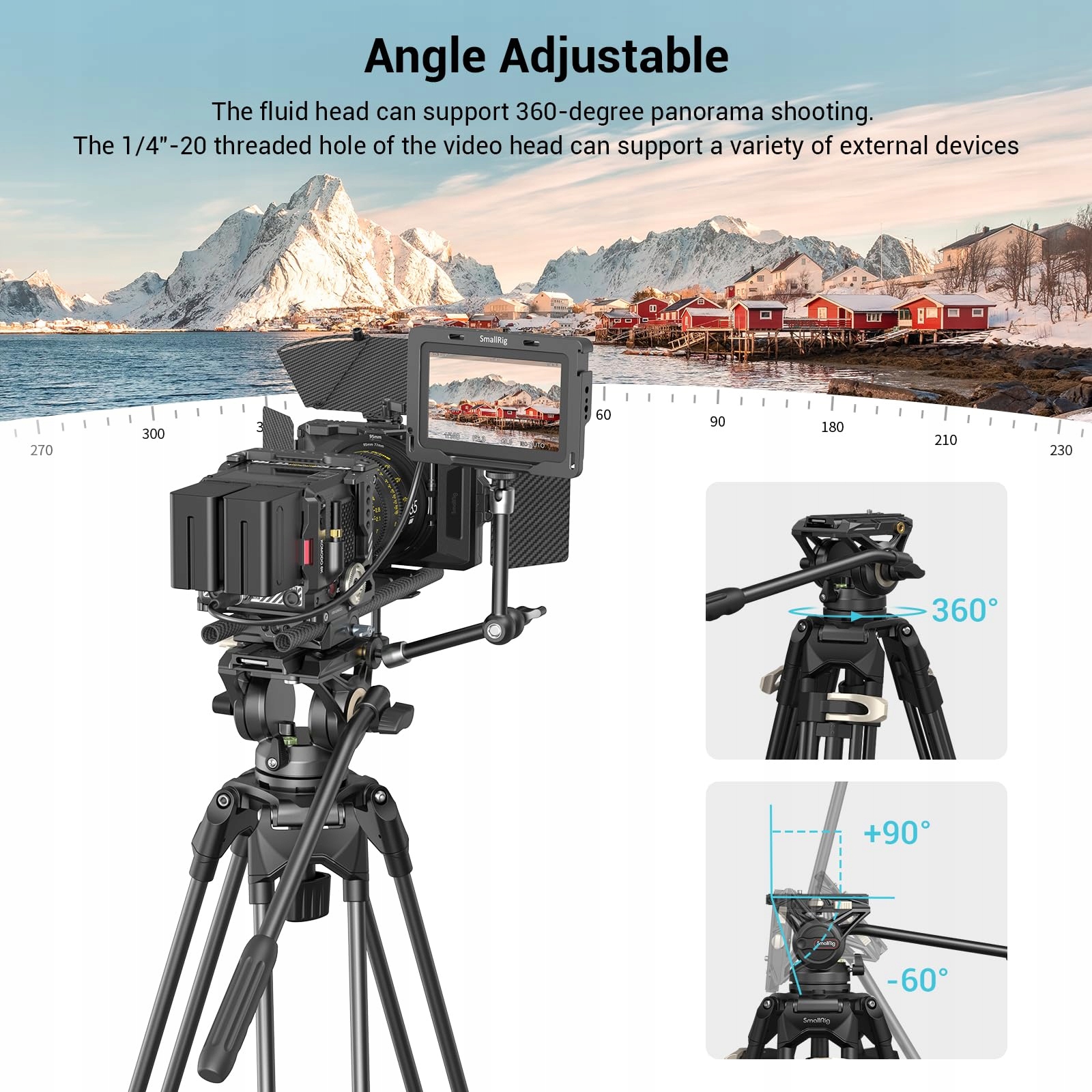 SMALLRIG Statyw Wideo 186 cm z Głowicą 360° i Płytką do DSLR 8 kg — miniatura 5
