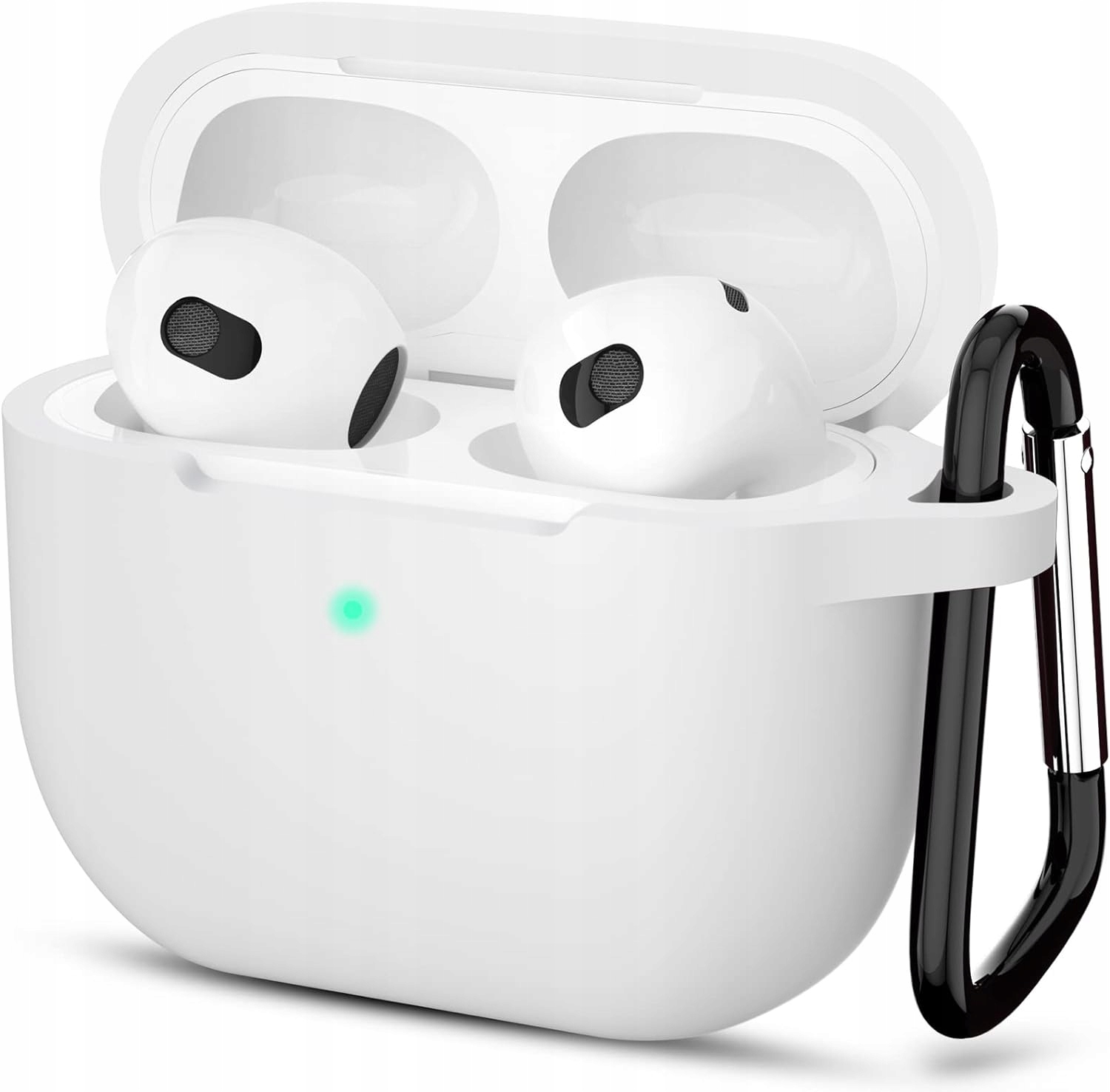 Silikonowe etui z logo do Apple AirPods 3 Biały karabińczyk