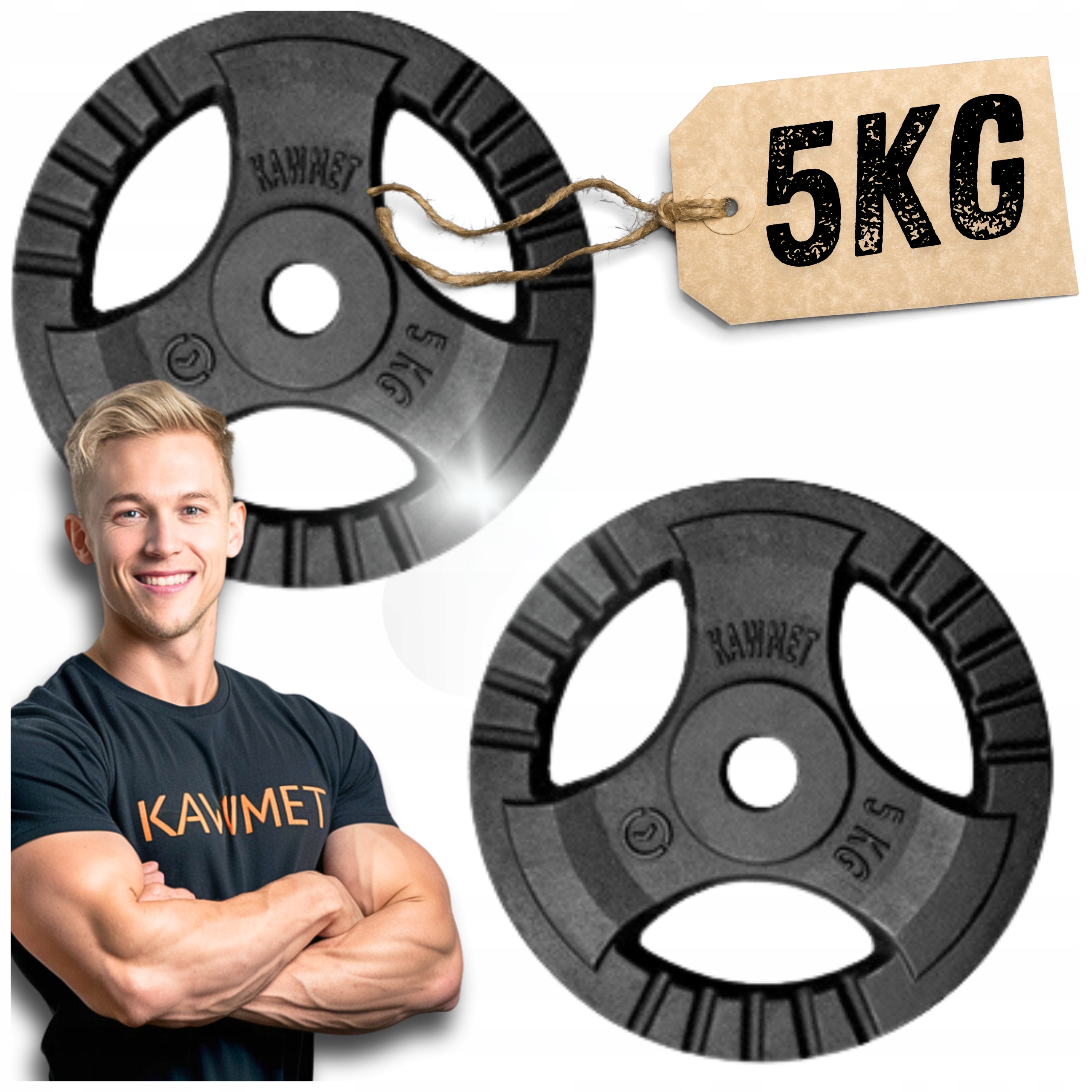 Komplet Obciążeń Kierownica do ćwiczeń siłownia fitness Kawmet 2x5kg 28,5mm