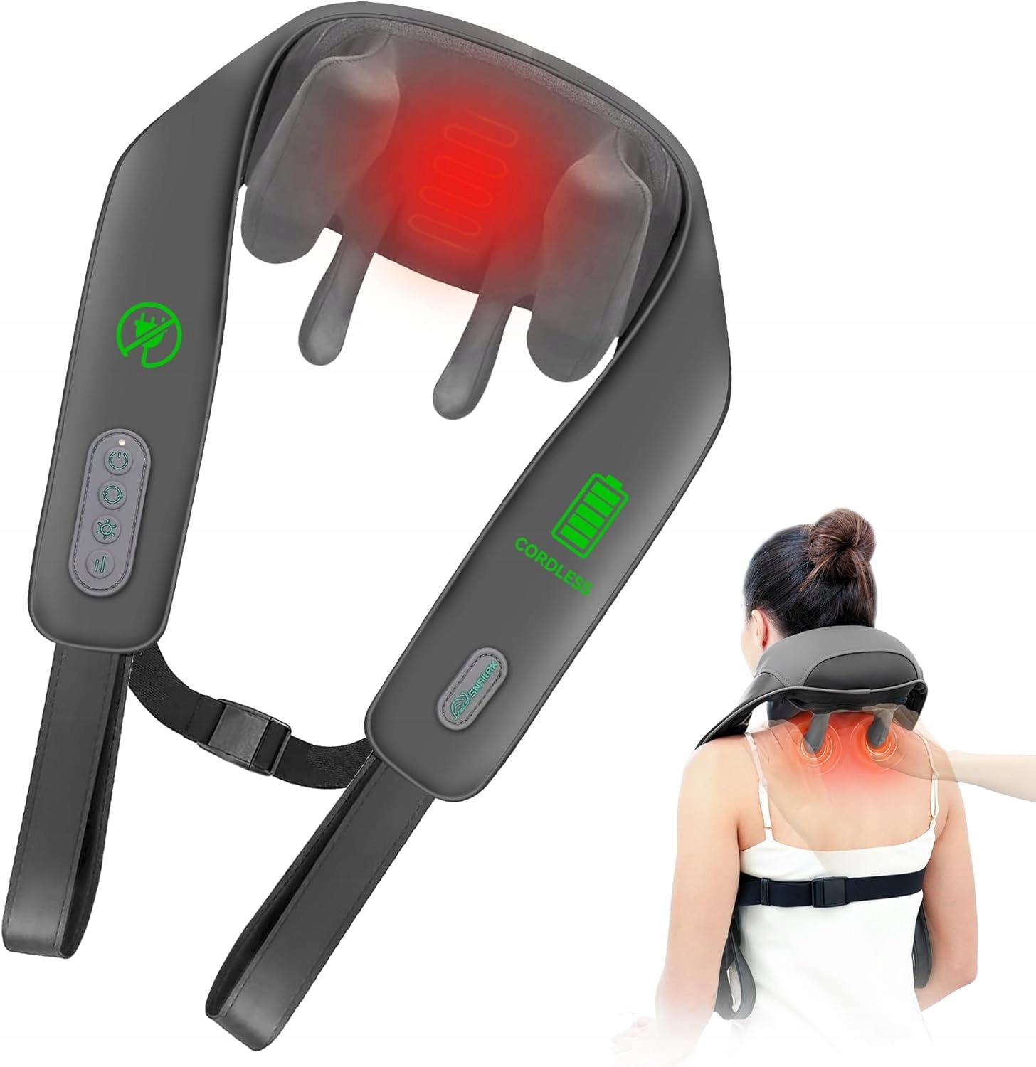 Snailax SL-681 Shiatsu Masażer karkuSnailax Bezprzewodowy z Ogrzewaniem