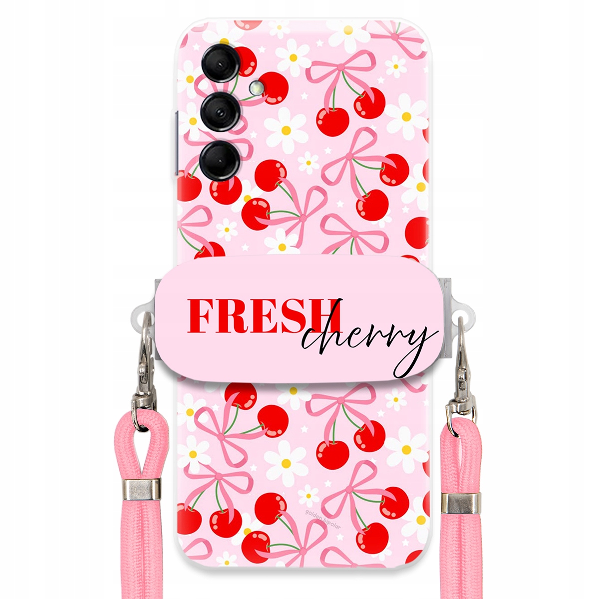 Pouzdro pro Samsung M14 5G Case Držák Šňůrka Růžová Fresh Cherry Mašle