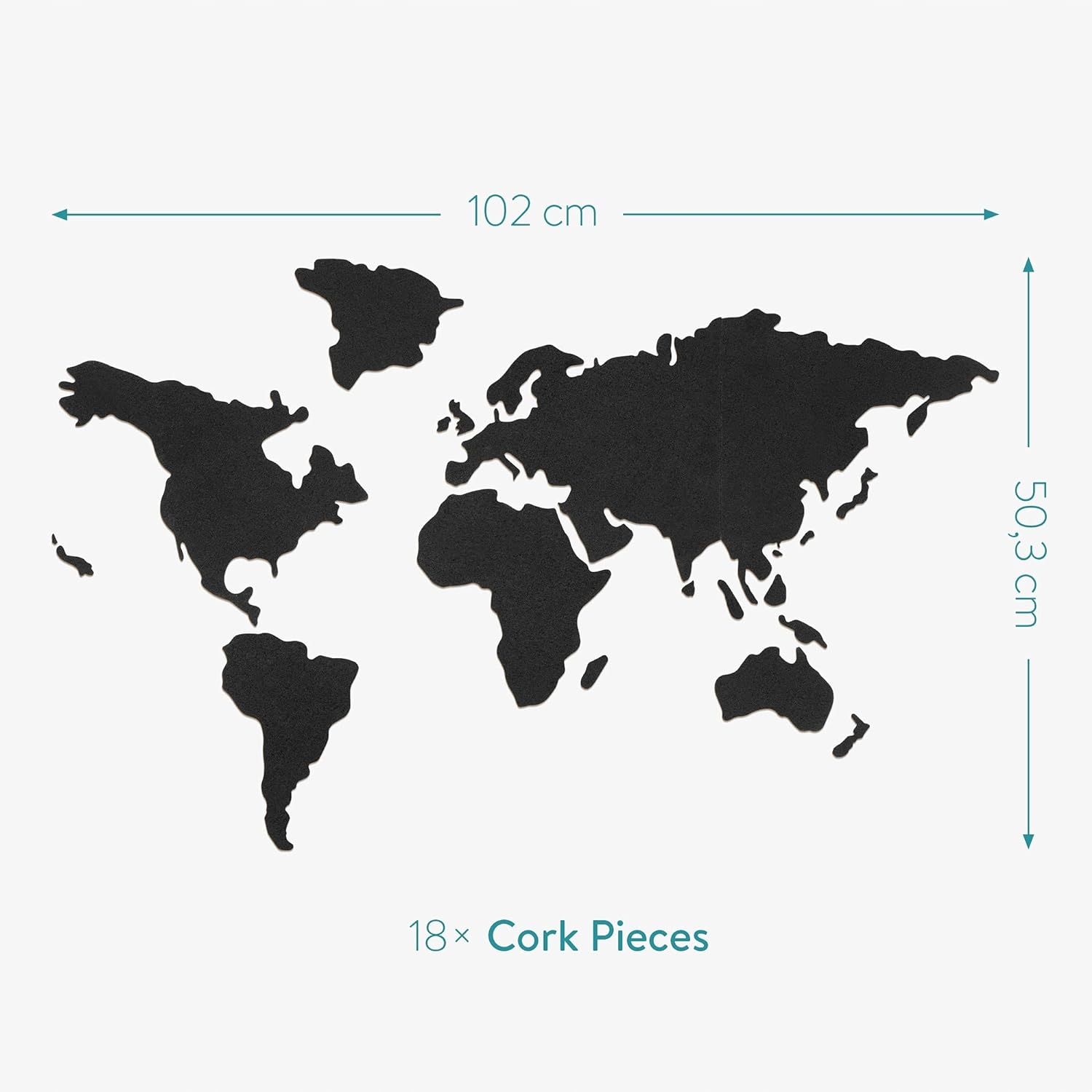 MAPA ŚWIATA KORKOWA NA ŚCIANĘ KOREK SAMOPRZYLEPNA DUŻA SOLIDNA XXL CZARNA Marka Navaris